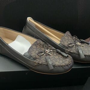 DKNY Signature Brown Loafer Flats with Charm Detail
New in Box